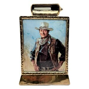 1979 John Wayne Enterprises 23K Gold Plated Ceramic Whiskey Decanter Bottle